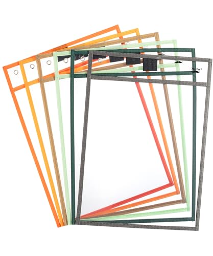 Mr. Pen- Reusable Dry Erase Pocket Sleeves, 10" x 14", 6 Pack, Colorful - color: Autumn, size: 6 Pack