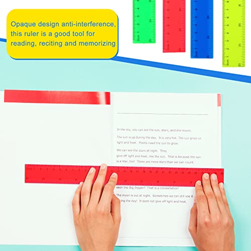 100 Pcs 12 Inch Rulers Bulk Plastic Kid Ruler for Back to School Supplies