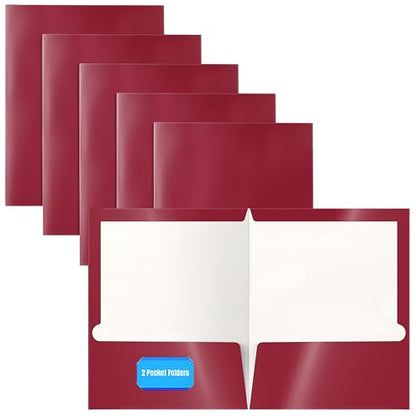 Better Office Products 2 Pocket Glossy Laminated Burgundy Red Paper Folders, Box of 25, Letter Size, Burgundy Red Paper Portfolios - color: Burgundy Red
