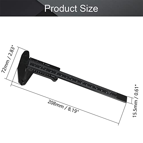 Utoolmart Vernier Caliper 150mm / 5.9-inch Plastic Caliper Measuring Tool for Precision Measurements Outside Inside Depth (Black - size: 150mm Black