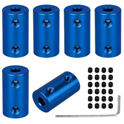 6 Pcs 5mm to 5mm Rigid Shaft Coupler – Aluminum Alloy Motor Connector with 4-Screw+ Wrench Locking for 3D Printer & CNC - size: 5mm to 5mm
