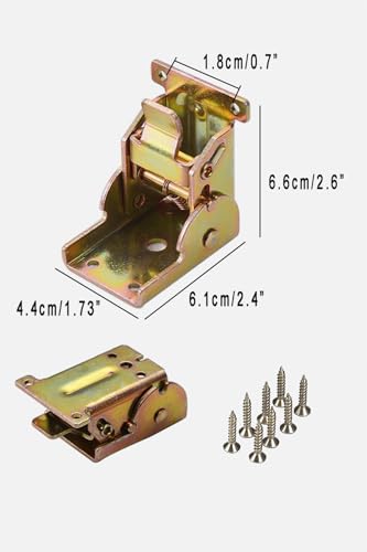 90 Degree Folding Hinge Set of 2, self-Locking Hinge - color: Gold