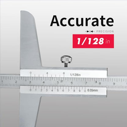 0-150mm Depth Vernier Caliper Micrometer Measuring Tool, 0.02mm Resolution,Carbonsteel Caliper Measuring Tool, DRINYOUNG (0-150/128in Depth Caliper) - size: 0-6" (Depth Vernier Caliper)