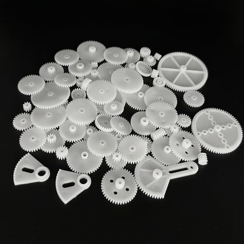 115PCS 0.5 Module Plastic Gear Set Belt Pulley with Rubber Band Single Gear Reduction Gear Spindle Gear Small Motor Gears for DC Motor RC Car Truck Robot Helicopter DIY Model Toy Parts (115)