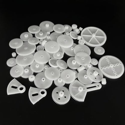 115PCS 0.5 Module Plastic Gear Set Belt Pulley with Rubber Band Single Gear Reduction Gear Spindle Gear Small Motor Gears for DC Motor RC Car Truck Robot Helicopter DIY Model Toy Parts (115)
