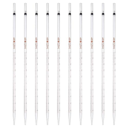 PATIKIL 2ml Glass Graduated Pipettes +/- 0.012ml, 10Pcs Coded Bands - size: 2ml