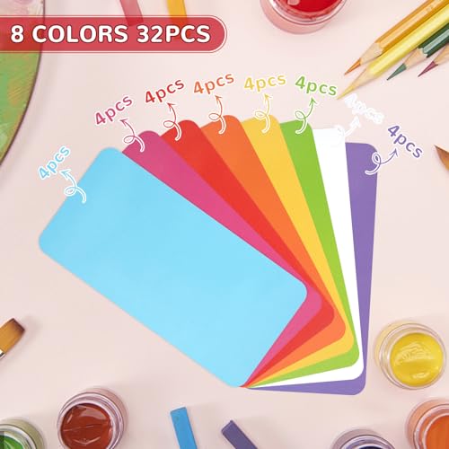 32 Pcs Dry Erase Magnetic Labels, 4.2" x 2.1" 8 Colors - color: Rainbow, size: 4.2 x 2.1 Inch