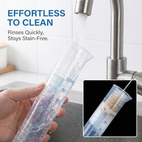 Graduated Cylinder Plastic 100ml Lab Measuring Cylinders for Home and School Science, 2 PCS - size: Plastic 100 ml