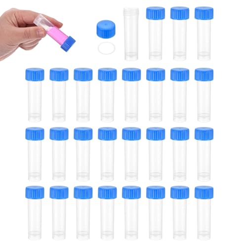 PATIKIL 5mL Plastic Cryogenic Vial, 28Pcs Cryogenic Storage Tube Lab Frozen Test Tube Container Storage Screw Cap for Lab Laboratory Science, Blue Clear - color: Blue, size: 5ml