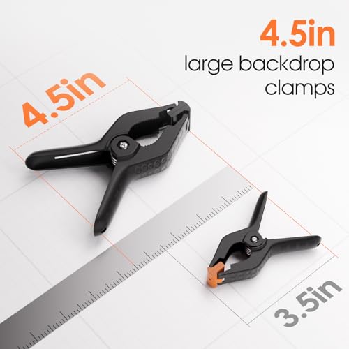 Spring Clamps Heavy Duty, 4.5in Backdrop Clips, 8 Pack- Black - color: Black, size: 4.5in
