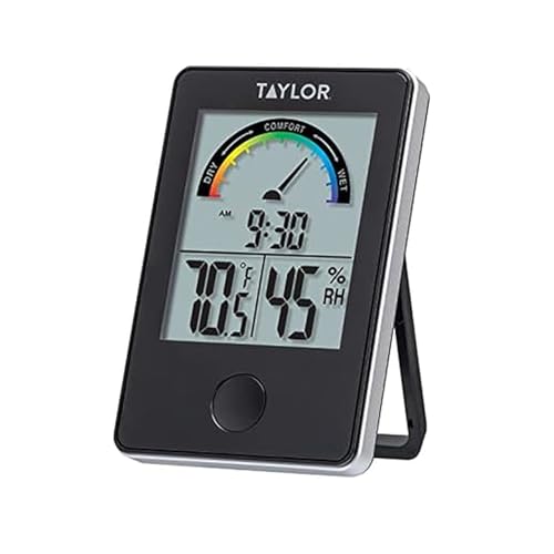 Taylor Digital Wireless Indoor Comfort Level Thermometer and Hygrometer, Easy-to-Read Display for Home, Office, Greenhouse, Nursery, and Indoor Areas, Black - color: Black, style: Single Display