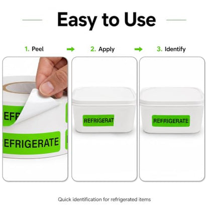 1000 PCS Refrigerate Stickers 1.6"x0.4" Waterproof Vinyl Green - color: Green, Black