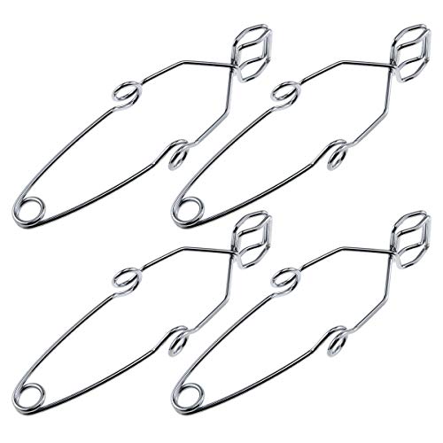 E-outstanding 4-Pack Steel Wire Test Tube Clamp 145mm Fit for 5-40mm Tube Heating Glass Tube Tongs Supplies Lab Test Tube Holder Sprung Tool