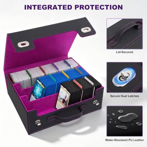 3-Row Trading Card Storage Box with handle & Closure, Black Purple - color: Black Purple, size: 3 Rows
