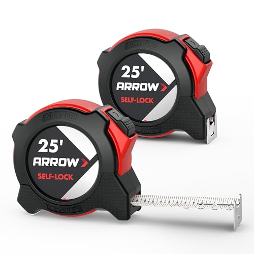 Arrow 25FT Auto-Lock Tape Measure, Easy Read Double Sided Measuring Tape