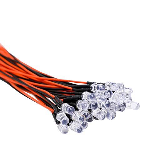 30pcs 12 Volt 5mm Orange LED Lights Emitting Diodes Pre Wired 7.9 inch DC 12v LED Light Clear Lens Small LED Lamps - color: [09] Orange / 30 Pcs, style: 5mm Solid Light