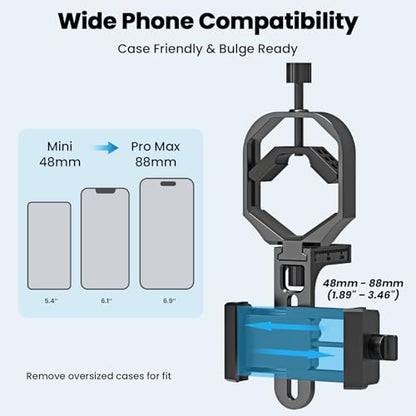 3-Axis Spotting Scope Phone Adapter & Telescope Phone Mount, Universal Spotting Scopes Phone Mount for Astronomy Binoculars & Spotting Scope, Fits 30-57mm Eyepieces