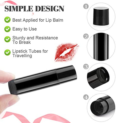 50 Pcs 5.5g Twist-up Lip Balm Tubes,Empty Plastic Lip Gloss Balm Containers Rotatable Deodorant Containers for DIY Homemade Lipsticks, Chapsticks and Homemade Solid Perfume,Black