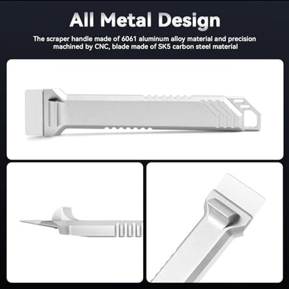 D Printer Scraper with 3 Blades,SK5 Steel 3D Printer Removal Spatula,Compatible with Bambu Lab Spatula Blades,All Metal 3D Prints Removal Tool