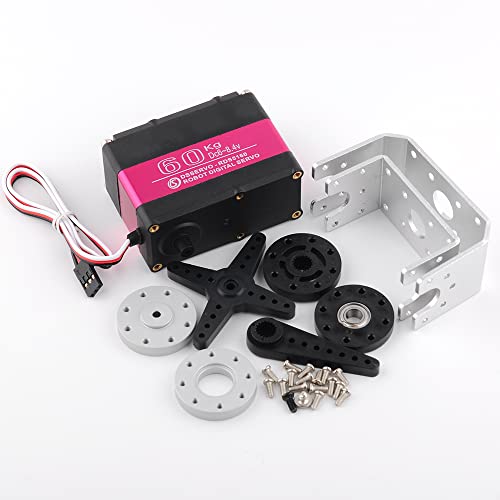 RDS5160 Servo 60 kg RC Digital Servo High Torque Mental Gear 180 270 Degree with U-Shaped Mount Disc for 1/5 RC Car Robotics DIY Projects (180) - size: 60KG 180°