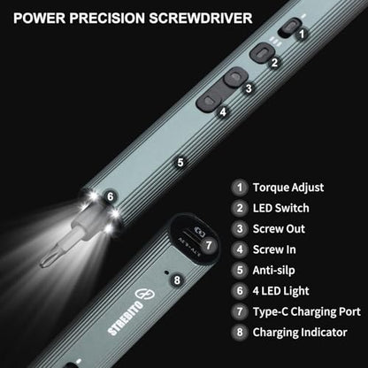 STREBITO 155 in 1 Electric Screwdriver Set, Electric Precision Screwdriver - color: Grey