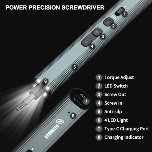 STREBITO Mini Electric Screwdriver Set 155 in 1, Small Electric Screwdriver - color: Blue