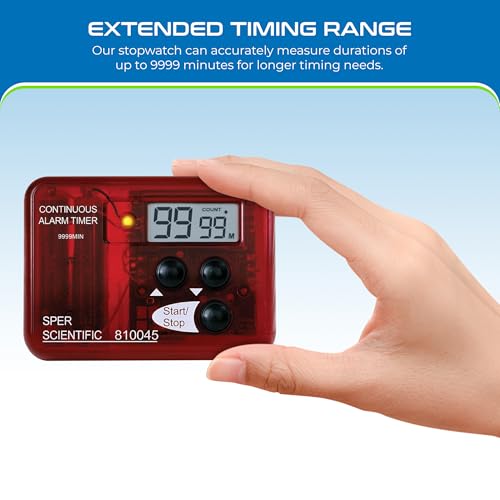 Sper Scientific Continuous Alarm Timer with Count Up Count Down & Visual Indicator 810045 - Bright LED Alarm & 9999-Minute Range - Portable Design for Cooking, Experiments, Fitness & More - 2 pc - size: 2 Pack