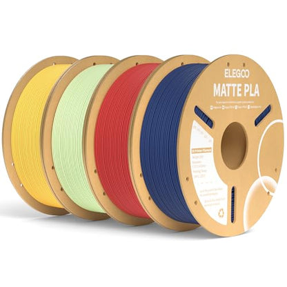 ELEGOO Matte PLA 3D Printer Filament Bundle 4KG 1.75mm 4 Colors - color: Navy Blue/Ruby Red/Mint Green/Sunshine Yellow