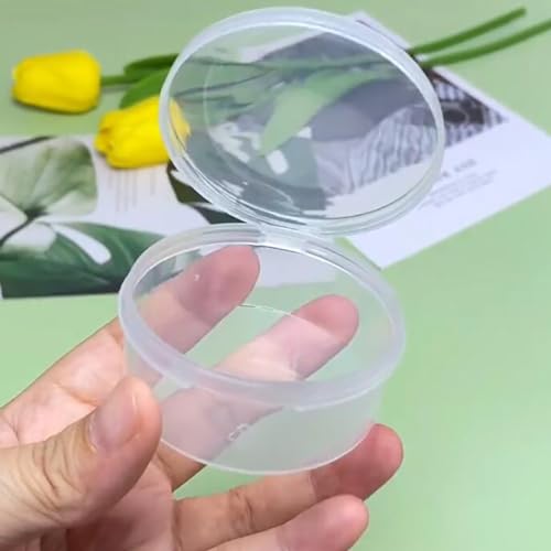 12 Pcs Clear Plastic Round Storage Jars, 1.7 oz D/2.32 x H/1.02 Inch Beads Storage Containers Box for Storage Small Items, Hardware, Buttons, Small Jewelry - size: 50ml / 2.32"D x 1.02"H