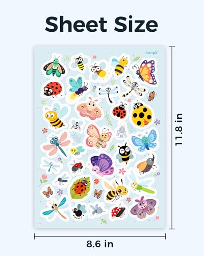 Aowplc Cute Bug Stickers – 32 Sheets, 1000+ Insect Stickers