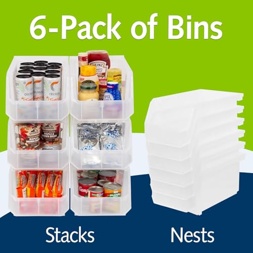 Akro-Mils ReadySpace Large Stackable Plastic Storage Bins, 6-Pack, Clear - color: Clear, size: Large, 6-Pack
