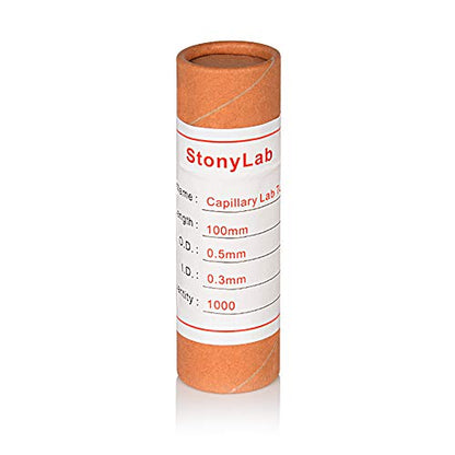 StonyLab Capillary Tubes, 100mm Micro Glass Transfer Pipettes, 0.3mm ID x 0.5mm OD, Pack of 1000 - style: 1 Pack