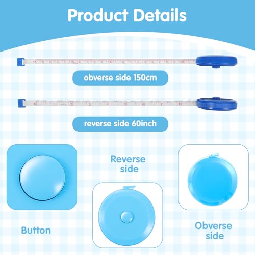 60 Pack Soft Retractable Measuring Tape Double-Scale 60 Inch/150cm for Body Measuring Metric Tape Measure Sewing Craft Cloth Tape Measure Tailor Cloth Knitting Home Craft Measurements (6 Colors)