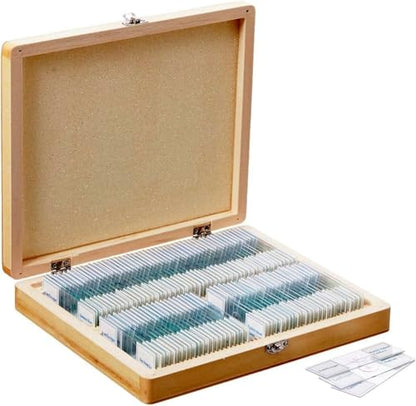 AmScope PS100D Prepared Microscope Slide Set, 100 Anatomy/Botany Slides - style: PS100D
