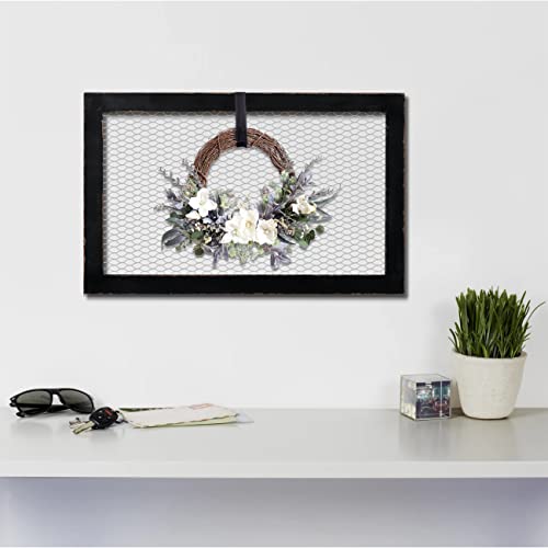 SOFE Farmhouse Memo Board Chicken Wire Frame, 18 × 29" Wall Grid - color: Black