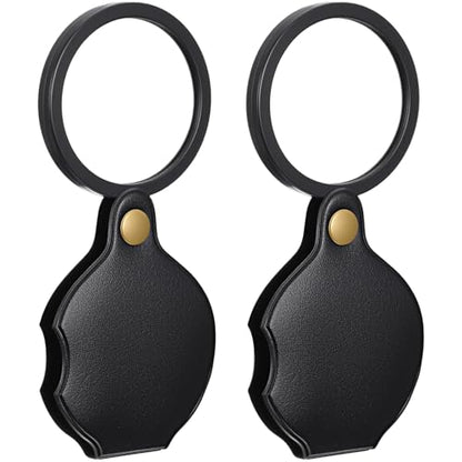 2 Pcs 5X Pocket Magnifying Glass, Rotating Folding Mini Magnifier Portable