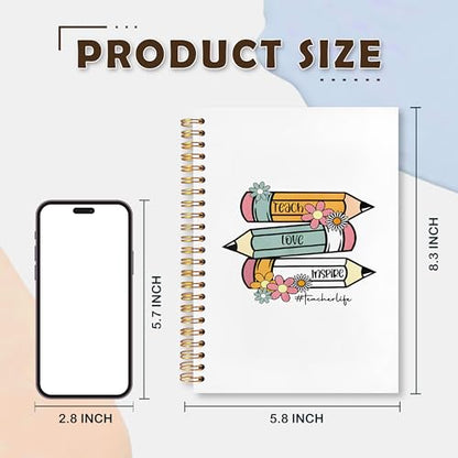 Teacher Gift Journal Notebook, Teacher Appreciation Gifts for Women, Retro Teach Love Inspire Notebooks for Note Taking, Hardcover Spiral Journal 5.5x8.3 Inch - color: Teacher