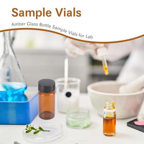ALWSCI 5 Dram Amber Glass Vials Wide Mouth with Screw Caps, 20 Pack - size: 20ml