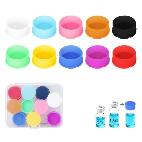 5ml 10Pcs Silicone Peptide Vial Caps, 10 Colors Glass Vial Protective Cover - color: 5ml 10pcs
