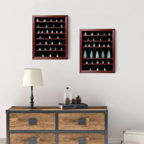 KCRasan Arrowhead Display Case Native American Arrowhead Shadow Box, Large - size: Large Mahogany