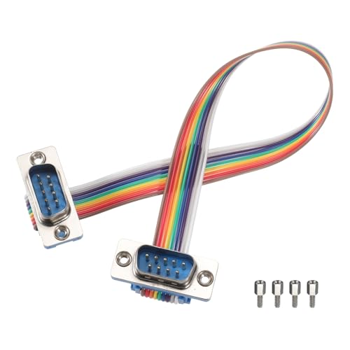MECCANIXITY IDC Rainbow Wire Flat Ribbon Cable DB9 Male to DB9 Male 8 Inch Length 2.54mm Pitch Breadboard Jumper Wires for Electronic Projects - size: 8 Inch, style: DB9 Male to DB9 Male