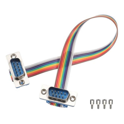 MECCANIXITY IDC Rainbow Wire Flat Ribbon Cable DB9 Male to DB9 Male 8 Inch Length 2.54mm Pitch Breadboard Jumper Wires for Electronic Projects - size: 8 Inch, style: DB9 Male to DB9 Male
