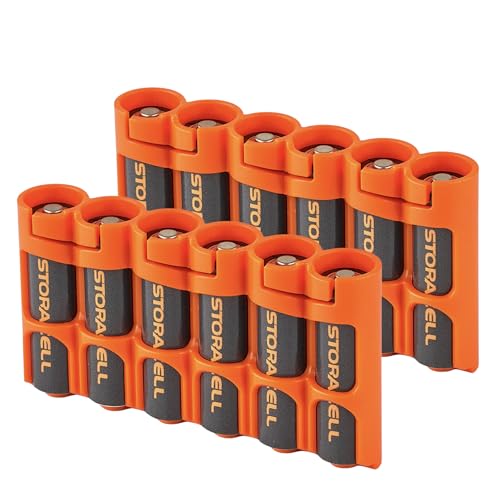 Storacell AA Battery Storage Caddy (2 Pack), Orange, Holds 6 AA Batteries - color: Orange, size: Two Pack