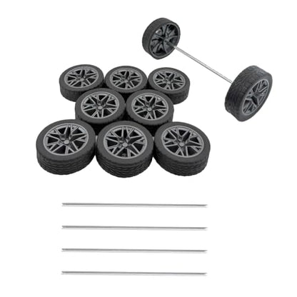 10PCS Toy Wheel Model Car Wheel with 5PCS Round Rod Shaft Axles for DIY Model Toy RC Car Truck Robot Building Project (2.5x40mm) - style: 2.5x40mm