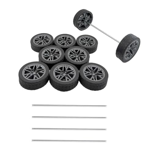 10PCS Toy Wheel Model Car Wheel with 5PCS Round Rod Shaft Axles for DIY Model Toy RC Car Truck Robot Building Project (2.5x40mm) - style: 2.5x40mm