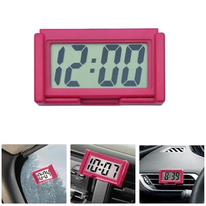 Shudyear Small Digital Clock， with Jumbo LCD Time & Day Display，Mini Automotive Small Digital Clock Battery Operated for Desktop Nightstand Pocket Car Truck Dashboard & Air Vent (1, red) - color: Red