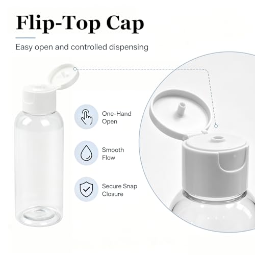 TRENDBOX 12 Pack Plastic Empty Bottles with Flip Cap for Shampoo, Lotions, Liquid Body Soap, Cream (2 oz / 60 ml) - size: 12 Pack (2 oz)