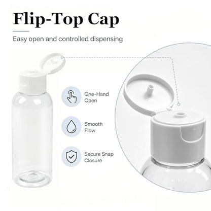 TRENDBOX 12 Pack Plastic Empty Bottles with Flip Cap for Shampoo, Lotions, Liquid Body Soap, Cream (2 oz / 60 ml) - size: 12 Pack (2 oz)