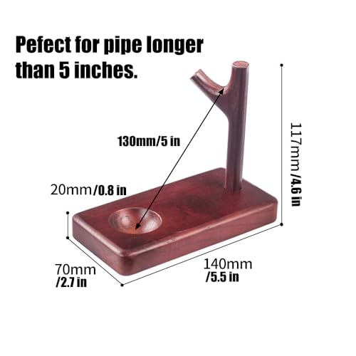 Tom's Wheezes Wooden Tobacco Pipe Stand Holder for Smoking Pipe - Detachable Desktop Decorative Rack Rest for Pipe longer than 5 inches