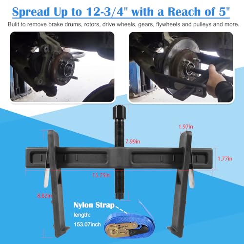6980 Brake Drum and Rotor Puller Kit, Spreads Up to 12-3/4", Reach 5"